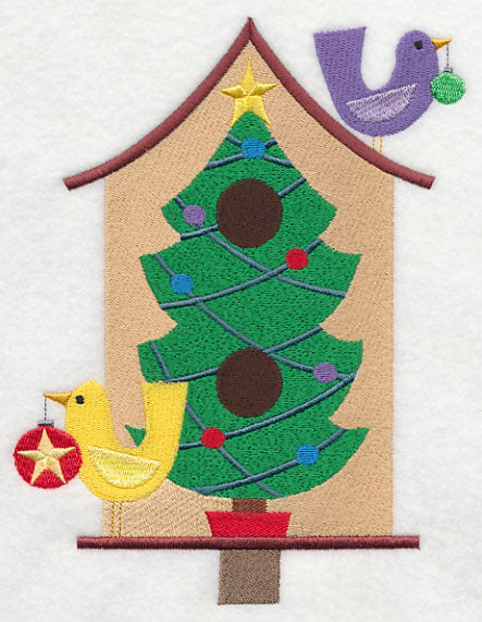 Cozy Christmas Birdhouse with Tree
