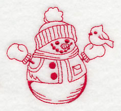 Best-Dressed Snowman 1 (Redwork)