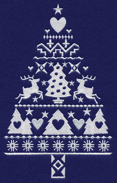 White Christmas Nordic Tree with Reindeer