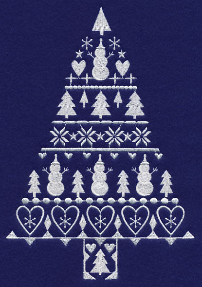 White Christmas Nordic Tree with Snowmen