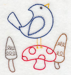 Woodland Bird on Toadstool (Vintage)