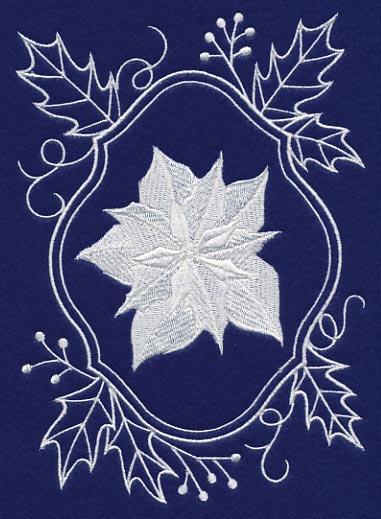 White Christmas Poinsettia in Holly Frame