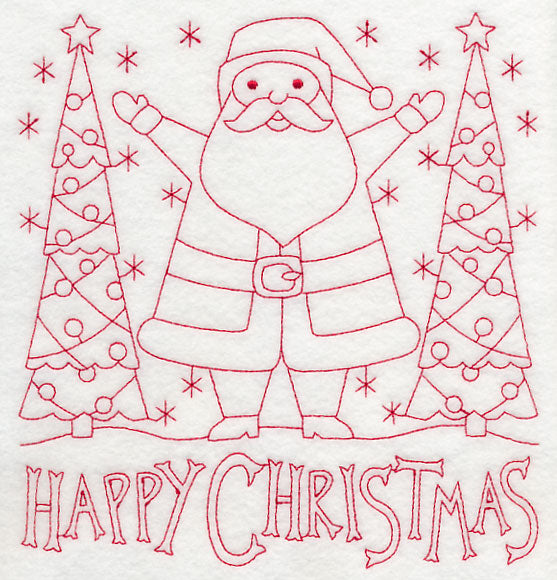 Happy Christmas Santa (Redwork)
