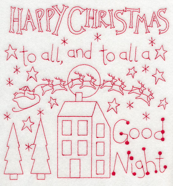 Happy Christmas to All (Redwork)