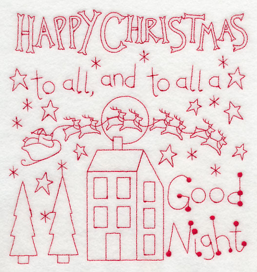 Happy Christmas to All (Redwork)