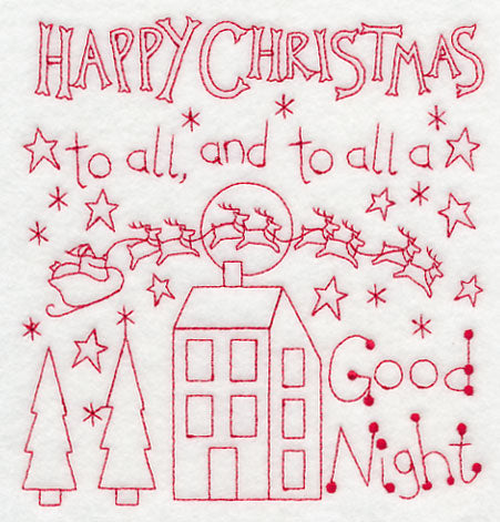 Happy Christmas to All (Redwork)
