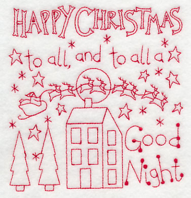 Happy Christmas to All (Redwork)