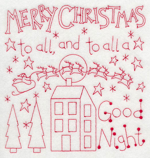 Merry Christmas to All (Redwork)