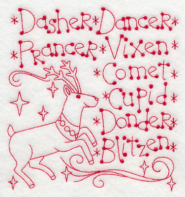 Santa's Team of Eight (Redwork)