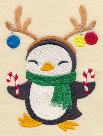 Penguin with Reindeer Antlers