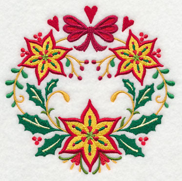 Wreathed in Christmas Poinsettias and Bow