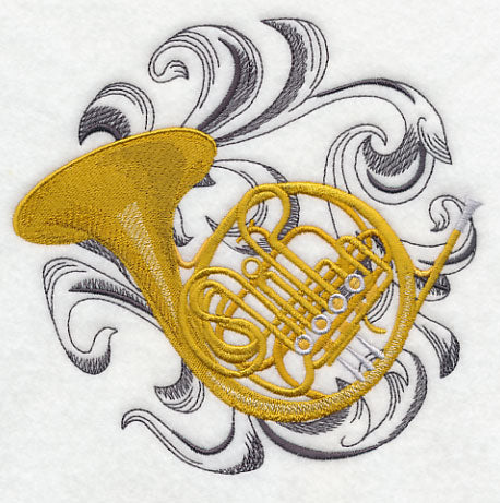 French Horn with Baroque Background