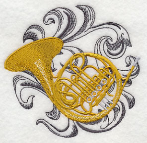 French Horn with Baroque Background