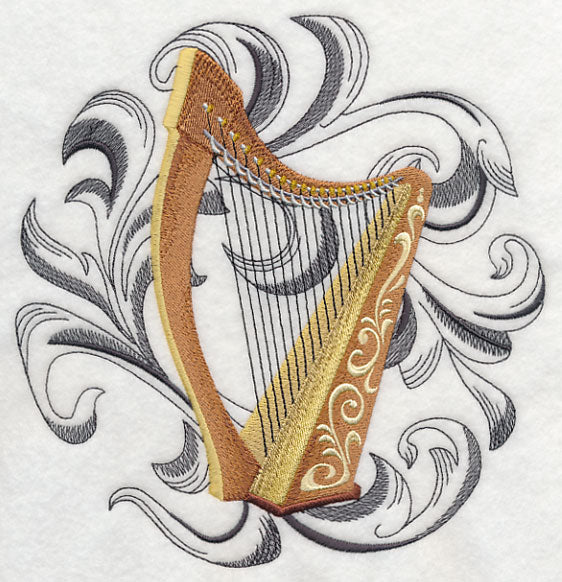 Harp with Baroque Background