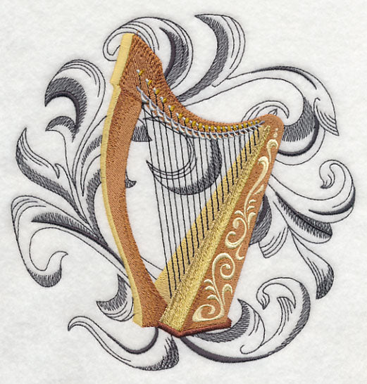 Harp with Baroque Background