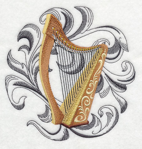 Harp with Baroque Background