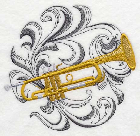 Trumpet with Baroque Background