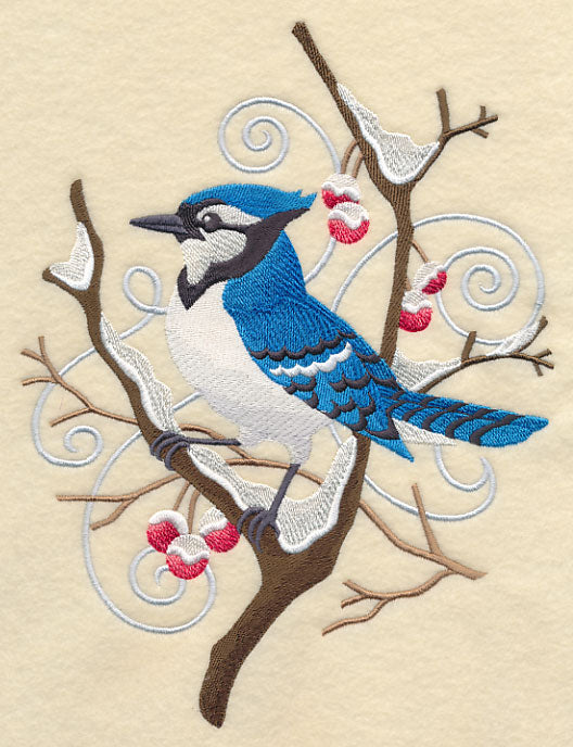 Blue Jay and Winter Branch Wedge