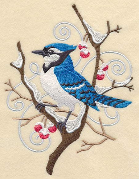 Blue Jay and Winter Branch Wedge