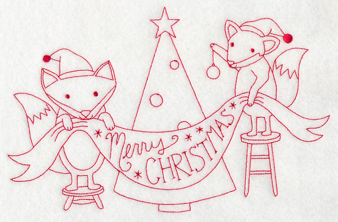 Foxy Merry Christmas (Redwork)