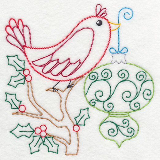 Christmas Whimsy Bird and Bulb 1 (Vintage)