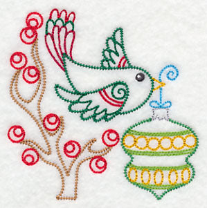 Christmas Whimsy Bird and Bulb 4 (Vintage)