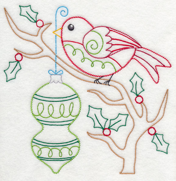 Christmas Whimsy Bird and Bulb 5 (Vintage)
