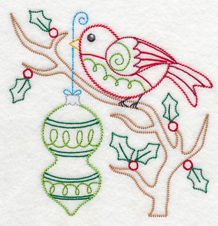 Christmas Whimsy Bird and Bulb 5 (Vintage)
