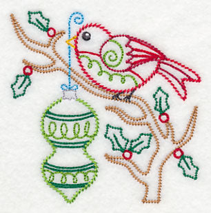 Christmas Whimsy Bird and Bulb 5 (Vintage)