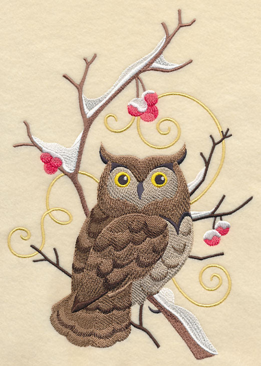 Owl and Winter Branch Wedge