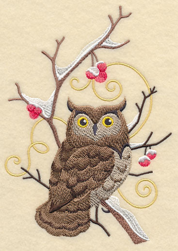Owl and Winter Branch Wedge
