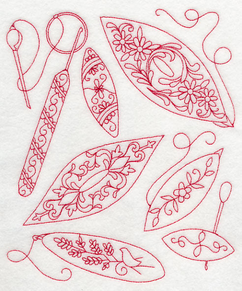 Tatting Shuttle Medley (Redwork)