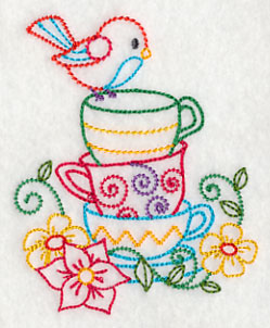 Stacked Cups with Perching Bird (Vintage)