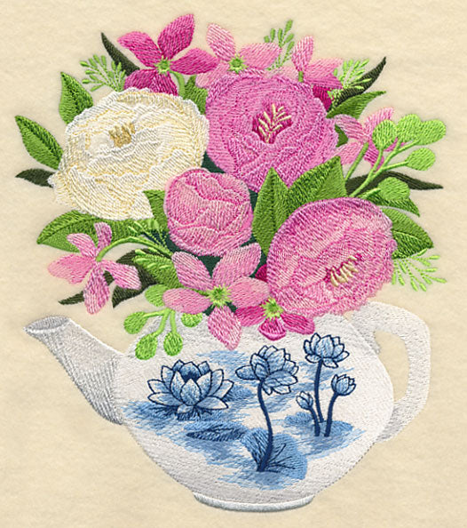 Blue Willow Tea - Pot with Flowers