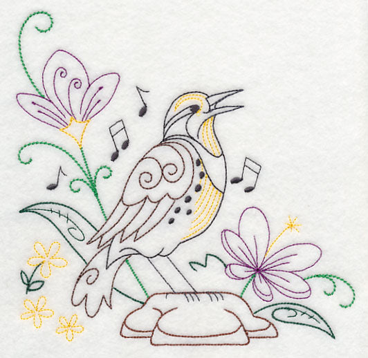 Singing Meadowlark on Rock 1 (Vintage)