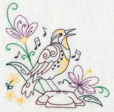 Singing Meadowlark on Rock 1 (Vintage)