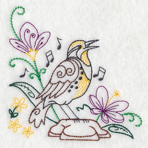 Singing Meadowlark on Rock 1 (Vintage)