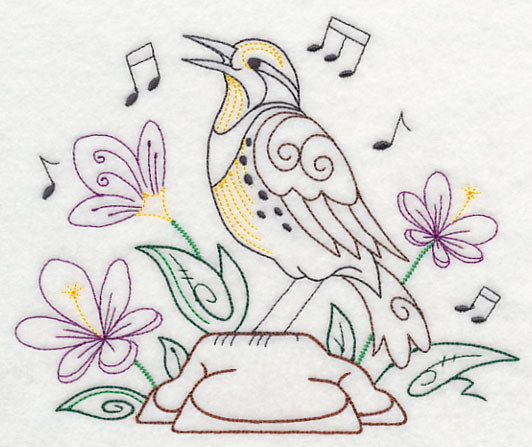 Singing Meadowlark on Rock 2 (Vintage)