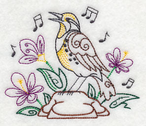 Singing Meadowlark on Rock 2 (Vintage)