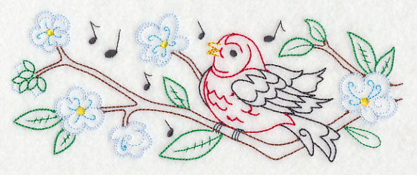 Singing Scarlet Tanager Border (Vintage)
