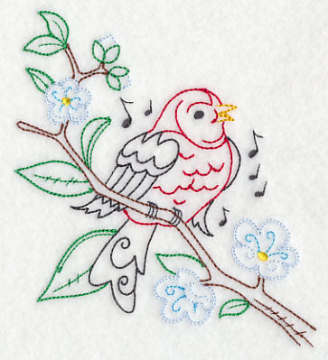 Singing Scarlet Tanager on Branch 1 (Vintage)