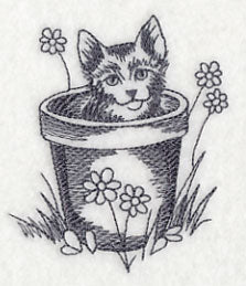 Kitten in Flowerpot