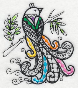 Wild Whimsy Bird 4 (Blackwork)