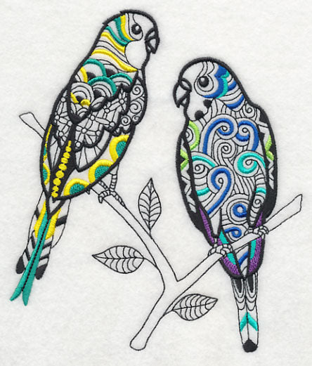 Parakeet Pair (Blackwork)