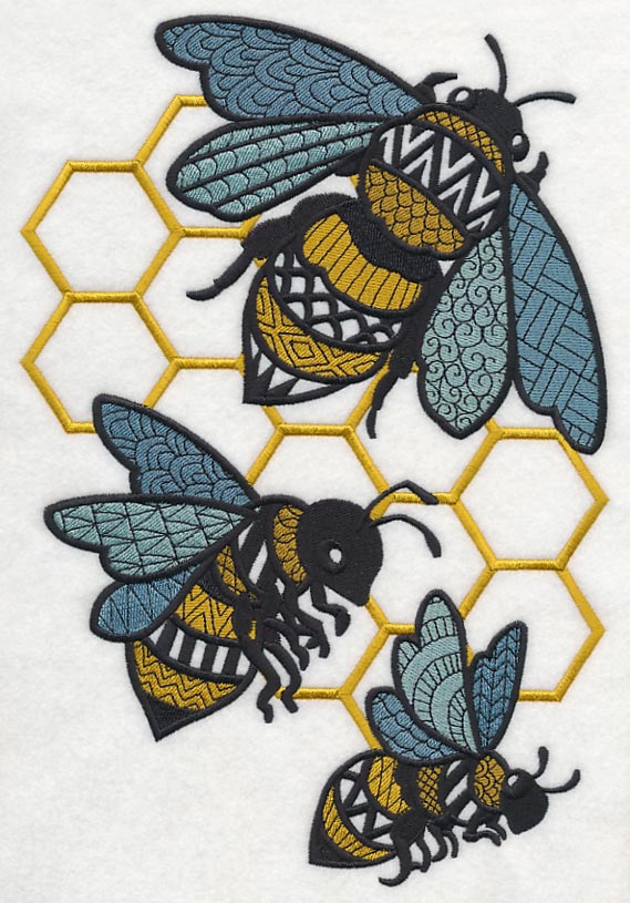 Busy Bees and Honeycomb (Blackwork)