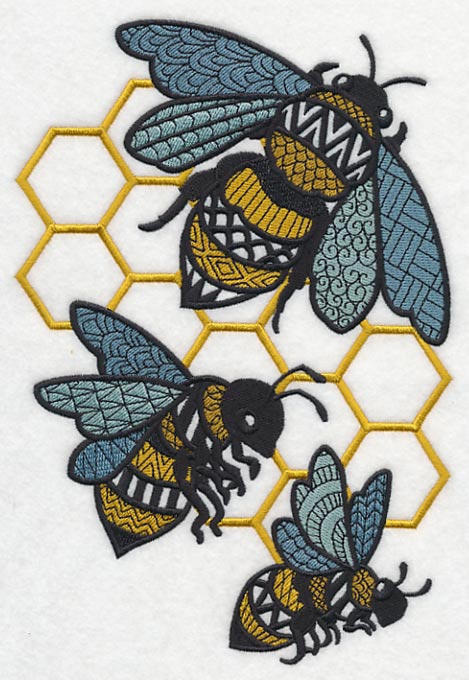 Busy Bees and Honeycomb (Blackwork)