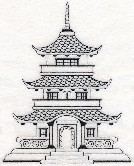 Japanese Pagoda (Blackwork)