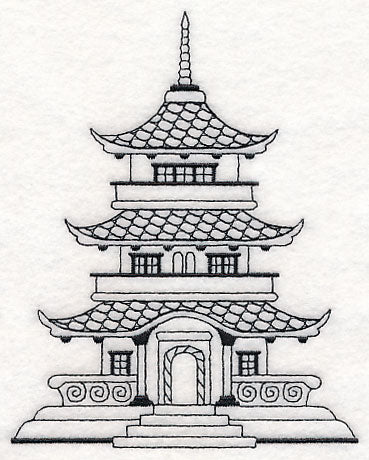 Japanese Pagoda (Blackwork)