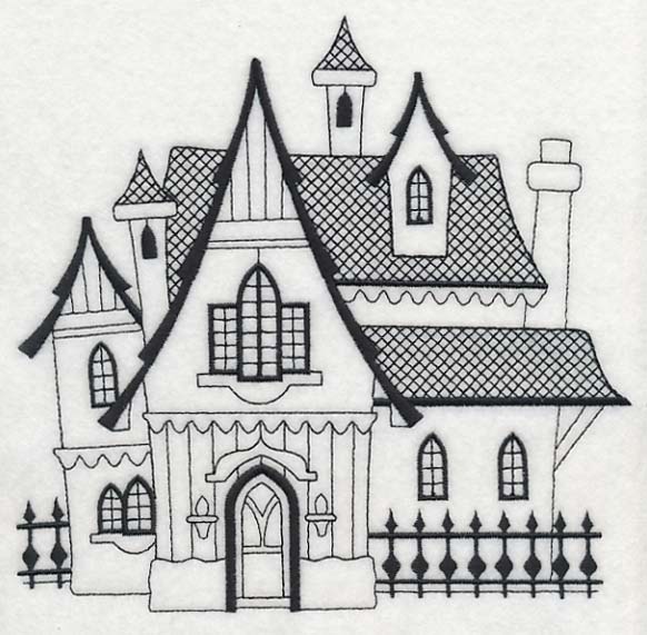 Storybook Gothic House (Blackwork)