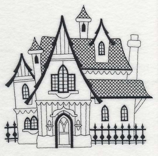 Storybook Gothic House (Blackwork)